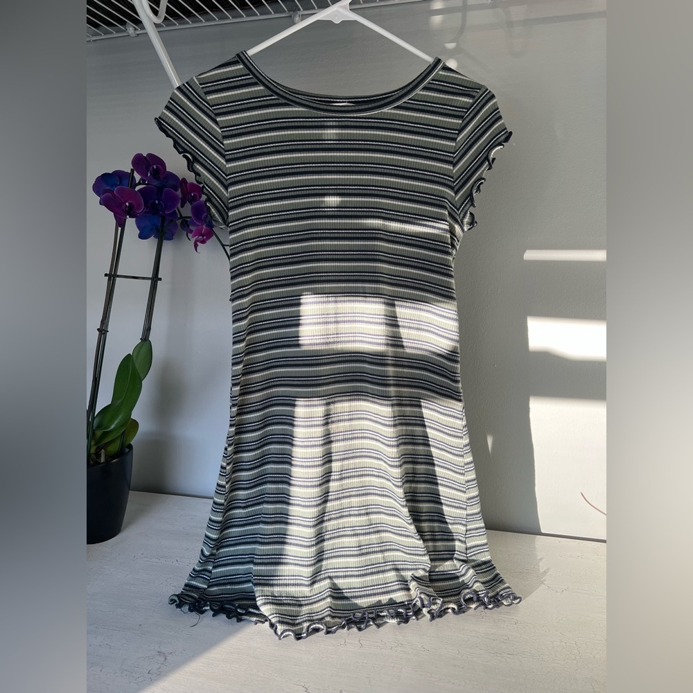 Striped Green Black and White Dress